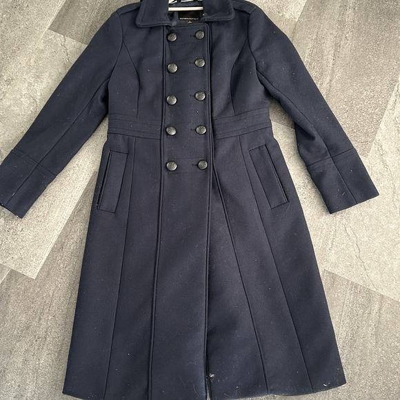 Banana Republic Wool Melton Militia Coat Navy Blue Size 4 - Picture 6 of 8